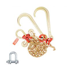 VEVOR G80 V Bridle Chain, 3/8" x 2' Rewing Chain Bridle with 15" J Hooks, T Hooks & Grab Hooks, Heavy Duty Tow Chain Bridle with 7800 lbs Safe Working Fort for Flatbed Truck Wrecker Recovery