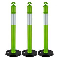 VEVOR 3 Pack Traffic Delineator Posts, 1140 mm Traffic Safety Cones with σταθμισμένη βάση και ανακλαστικές λωρίδες, Heavy Duty Delineator posts για εργοτάξιο, Χώρος στάθμευσης, Crowd Control, Πράσινο