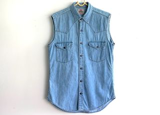LEVI’S Jeans Γυναικείο Αμάνικο Πουκάμισο Τζην, Vintage 1990s / Women's Sleeveless Shirt - Size Μ