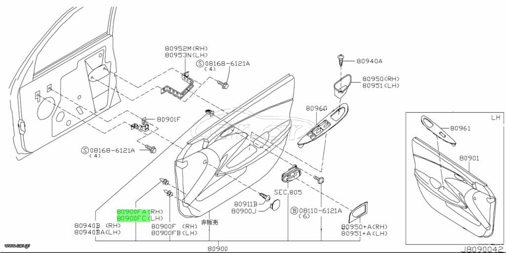 ΚΛΙΠ  ΕΠΕΝΔΥΣΗΣ ΠΟΡΤΑΣ  NISSAN  ALMERA N16  PRIMERA P12  NV200   849530W000