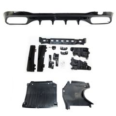 Πίσω Διαχύτης Diffuser C63 AMG Look για Mercedes C-Class (W206) Sedan Estate (2021-On) AMG-Line Προφυλακτήρας Μαύρο Γυαλιστερό