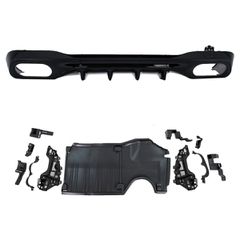 Πίσω Διαχύτης Diffuser C43 AMG Look για Mercedes C-Class (W206) Sedan Estate (2021-On) AMG-Line Προφυλακτήρας Μαύρο Γυαλιστερό