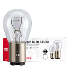 Amio – Λαμπτήρες Αλογόνου P21/5W BAY15d 12V 21/5W Διπολικοί για Φώτα Στοπ και Θέσης Αυτοκινήτου – Κουτί 10 Τεμ. (01488/AM)