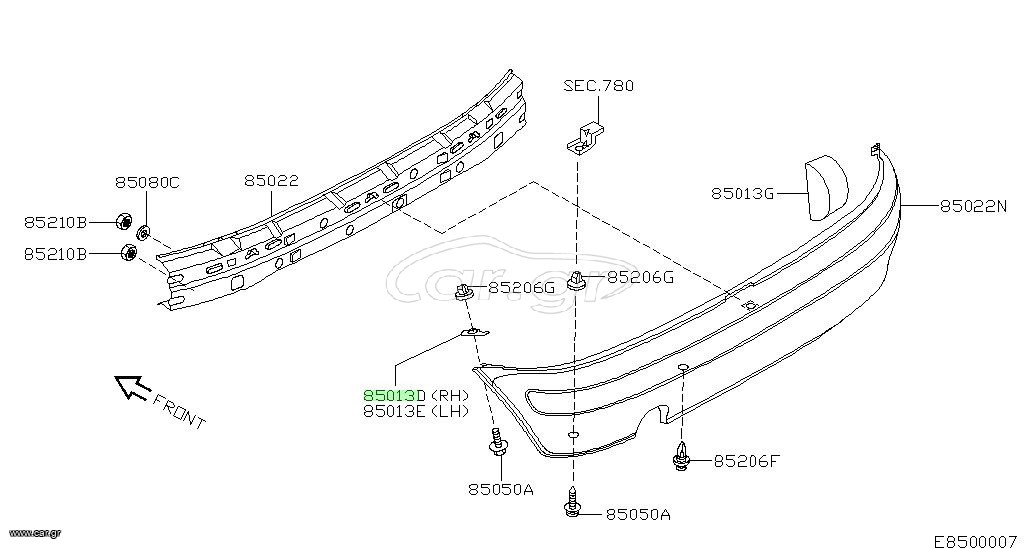 ΚΛΙΠ ΒΑΣΗΣ ΠΙΣΩ ΠΡΟΦΥΛΑΚΤΗΡΑ   NISSAN  MICRA K11   850944F110