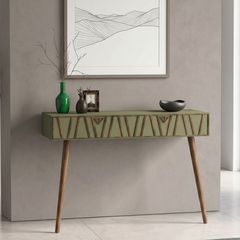 Κονσόλα επιτοίχια Forest Megapap χρώμα λαδί - καρυδί 120x35x89,3εκ.