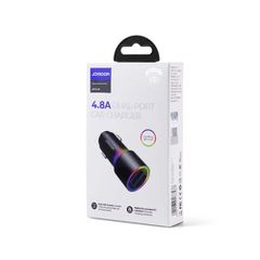 Φορτιστής αυτοκινήτου Joyroom U+U, 24W, Φως LED, Μαύρο (JR-CL10)