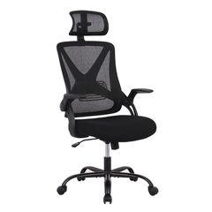 WOODWELL BF2040 Πολυθρόνα Γραφείου Διευθυντή - Ύφασμα & Mesh Μαύρο, Μεταλλική KD βάση 63x65x113/122cm ΕΟ509,1