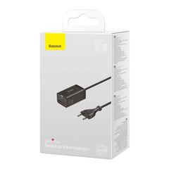 Baseus Travel Charger GaN3 Pro Γρήγορος φορτιστής τοίχου C+C+U, PD3.0, QC4.0 +, AFC, FCP, SCP, PPS, MTK, (με καλώδιο Type C - Type C 1m) 65W, Μαύρο EU (CCGP040101)