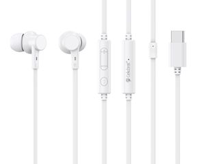 CELEBRAT earphones με μικρόφωνο G40, USB-C σύνδεση, 10mm, 1.2m, λευκά