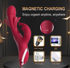 Yara Vibrator, Vibrating & Tapping, Silicone, Magnetic USB, Red,-thumb-2