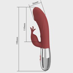 Rasmussen Bunny Vibrator, 30 Vibration Modes, Silicone, USB, Red-thumb-7