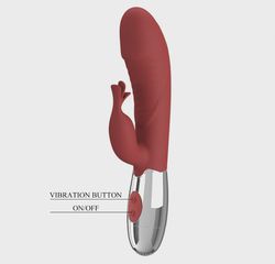Rasmussen Bunny Vibrator, 30 Vibration Modes, Silicone, USB, Red-thumb-5