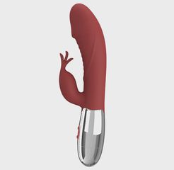 Rasmussen Bunny Vibrator, 30 Vibration Modes, Silicone, USB, Red