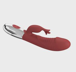 Rasmussen Bunny Vibrator, 30 Vibration Modes, Silicone, USB, Red-thumb-3