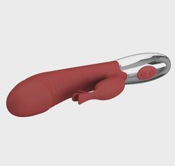 Rasmussen Bunny Vibrator, 30 Vibration Modes, Silicone, USB, Red-thumb-4