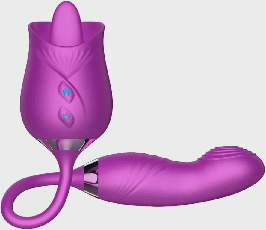 Double Stimulator, Vibrating, Licking, Fingering, Silicone, USB,
