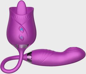 Double Stimulator, Vibrating, Licking, Fingering, Silicone, USB,