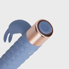 Mini Rabbit Vibrator, 10 vibration Modes, Silicone, USB, Blue,-thumb-4