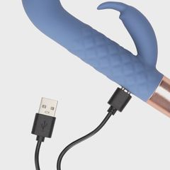 Mini Rabbit Vibrator, 10 vibration Modes, Silicone, USB, Blue,-thumb-5