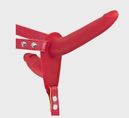 Strap-on for Women-Double Dildo-Silicone, Red, Guilty Toys