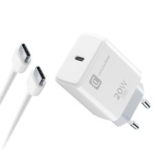CELLULAR LINE 473418 Σετ Φορτιστής iPhone με Θύρα Type-C και Καλώδιο USB-C 20W Λευκό