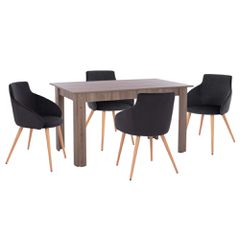 ΣΕΤ ΤΡΑΠΕΖΑΡΙΑΣ ΕΣ.ΧΩΡΟΥ 5ΤΜΧ KELVIN HM10886.05 ΜΕΛΑΜΙΝΗ SONAMA OAK-ΜΑΥΡΟ ΒΕΛΟΥΔΟ