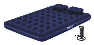BESTWAY φουσκωτό στρώμα 67374 με τρόμπα & 2x μαξιλάρια, διπλό, 203x152x22cm, μπλε