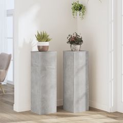 vidaXL Βάσεις Φυτών 2 τεμ. Γκρι Σκυρ. 25x25x80 εκ. Επεξεργασμένο Ξύλο