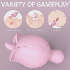 Bloom Vibrator, 18 Stimulating Modes, Silicone, USB, Pink, 10.9-thumb-1