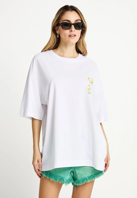 Funky Buddha Γυναικείο Βαμβακερό T-shirt με Τύπωμα στην Πλάτη FBL013-156-04