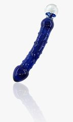 Flower Double Tip Dildo, Premium Glass, Blue, 20 cm, Passion Lab