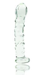Ribbed Dildo, Premium Glass, Clear, 17 cm, Passion Labs