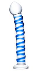 Spiral Dildo, Premium Glass, Blue, 17 cm, Passion Labs, Glass