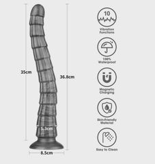 King Sized 10 Vibrating Modes, PVC, USB, Silver, 37 cm-thumb-4