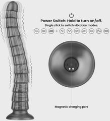 King Sized 10 Vibrating Modes, PVC, USB, Silver, 37 cm-thumb-2