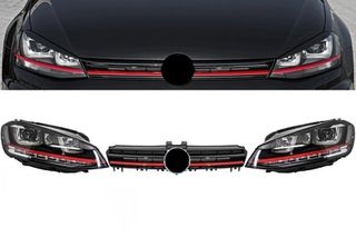 Fanária Emprós sunarmológhshs 3D LED FLOWING Dunamikó Sequential Turn Light DRL me Grília katállhlo gia VW Golf 7 VII (2012-2017) RED R20 GTI Look