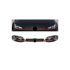 Fanária Emprós sunarmológhshs 3D LED FLOWING Dunamikó Sequential Turn Light DRL me Grília katállhlo gia VW Golf 7 VII (2012-2017) RED R20 GTI Look