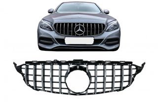 Μπροστινή μάσκα κατάλληλη για Mercedes C-Class W205 S205 C205 A205 (2014-2018) GT-R Panamericana Design Crom Χωρίς Κάμερα
