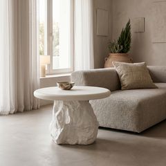 Βοηθητικό τραπέζι Zinol pakoworld mdf-polyresin λευκό Φ58x41εκ
