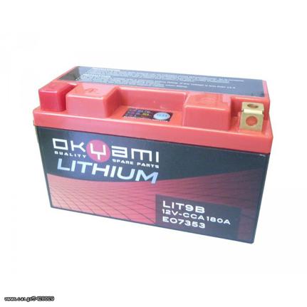 ΛΥΡΗΣ OKYAMI LIT9B ΛΙΘΙΟΥ (YT9B-BS / YT7B-BS), 12V, 9Ah/180A, ΑΡΙΣ(+), OKE07353