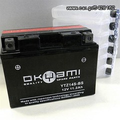 ΛΥΡΗΣ OKYAMI YTZ14S-BS, 12V, 11Ah/230A(EN), ΑΡΙΣ(+), M6-AGM, OKE07063