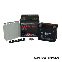 ΛΥΡΗΣ ΟΚΥΑΜΙ YTX5L-BS, 12V, 4Ah/30A(EN), ΔΕΞ(+), M6-AGM, OKE07046