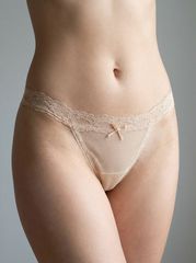 Διάφανο Σλιπ G-string με Δαντελάκι Μπεζ