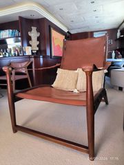 Handcrafted Indonesian Teak & Leather Lounge Chair