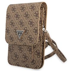 Guess Universal Phone Pouch Zip Triangle 4G (GUWBP4TMBR) - Γυναικείο Τσαντάκι / Θήκη Κινητού με Ρυθμιζόμενο Ιμάντα - Brown (Καφέ)
