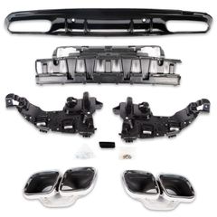 Διαχύτης (Diffuser) Σπόϊλερ προφυλακτήρα πίσω MERCEDES C-Class W205 Coupe/Cabrio ΓΙΑ AMG-LINE(ΟΧΙ ΑΠΛΟ) (2018-2021) look AMG C63 ΜΕ ΜΠΟΥΚΕΣ