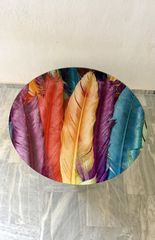 Μοντέρνο Γυάλινο Τραπεζάκι Σαλονιού / Coffee Table με Design Φτερά