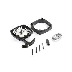 Easy-start pull starter with CNC metal turbine (red or silver) with attachment for use on standard flywheel