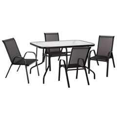 ΣΕΤ ΤΡΑΠΕΖΑΡΙΑΣ 5ΤΜΧ ADAM HM10896.03 ΤΡΑΠΕΖΙ 120x70εκ & 4 ΠΟΛΥΘΡΟΝΕΣ--ΜΑΥΡΟ