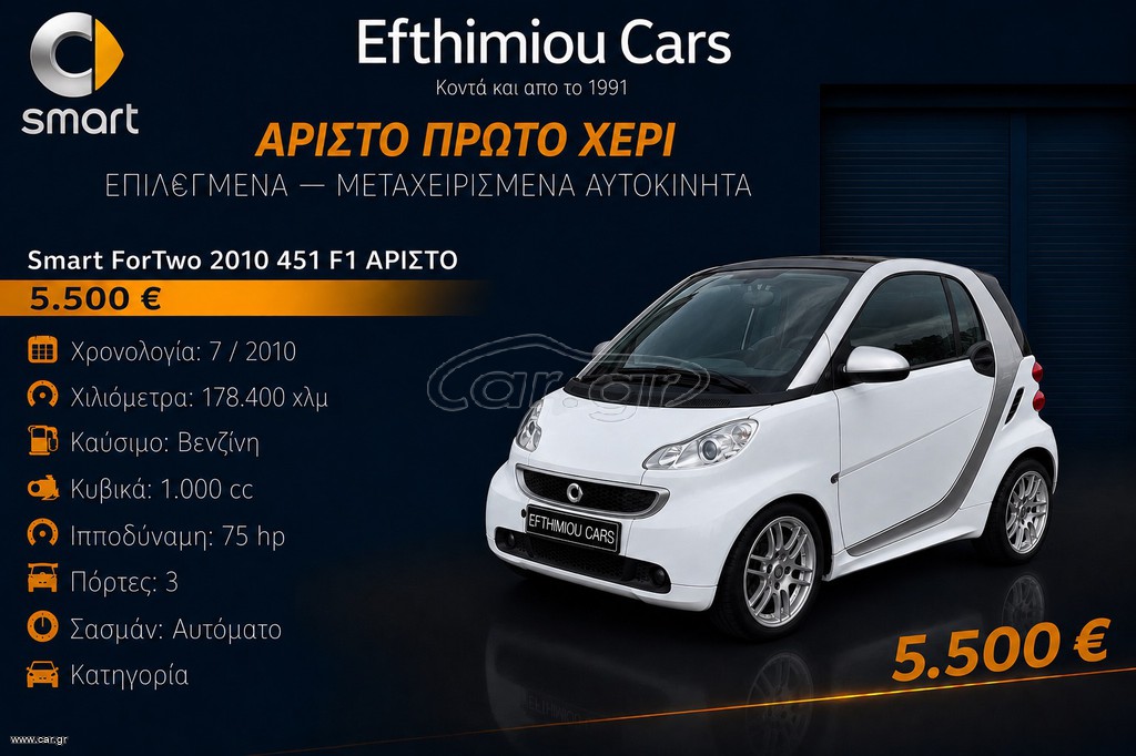 Smart ForTwo 2010 451 F1 ΑΡΙΣΤΟ
